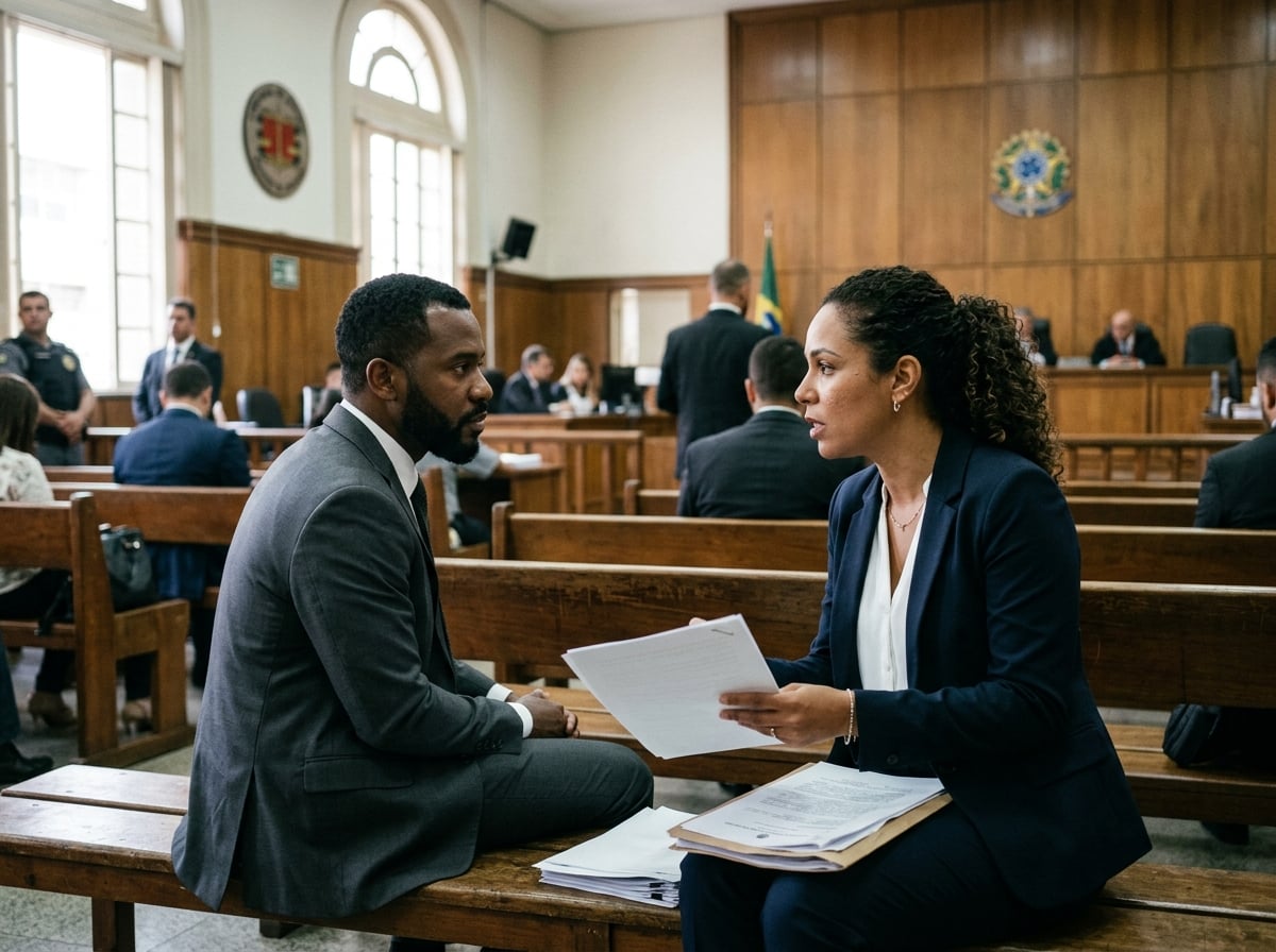 Casal em reunião com advogado discutindo requisitos para divórcio consensual em Brasília