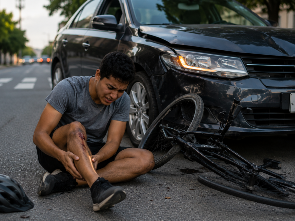 Provas em Acidente com Ciclista Acidente envolvendo ciclista e veículo que exige coleta de provas e documentação
